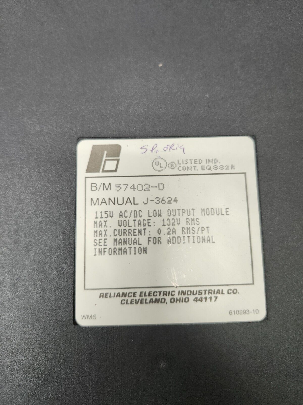 USED RELIANCE LOW OUTPUT MODULE 57402-D