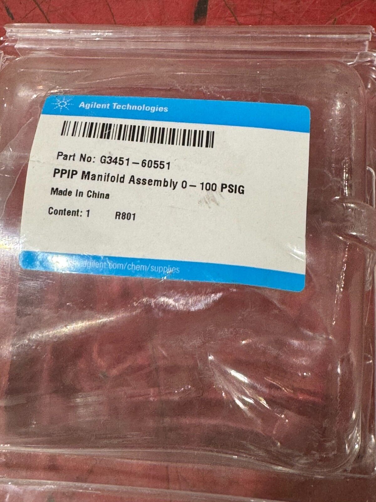 NEW AGILENT TECHNOLOGIES 0-100PSIG. PPIP MANIFOLD ASSEMBLY G3451-60551