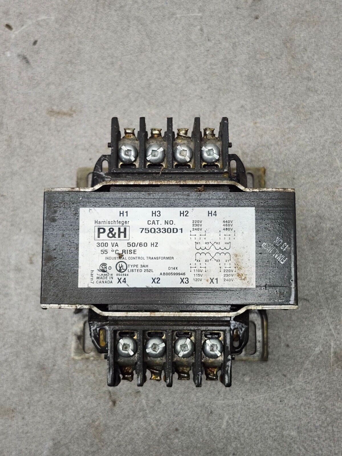 NEW NO BOX P&H INDUSTRIAL CONTROL TRANSFORMER 75Q330D1