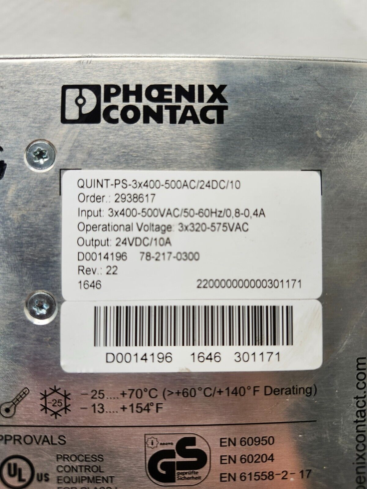 NEW NO BOX PHAENIX CONTACT switch power supply QUINT-PS-3X400-500AC/24DC/10