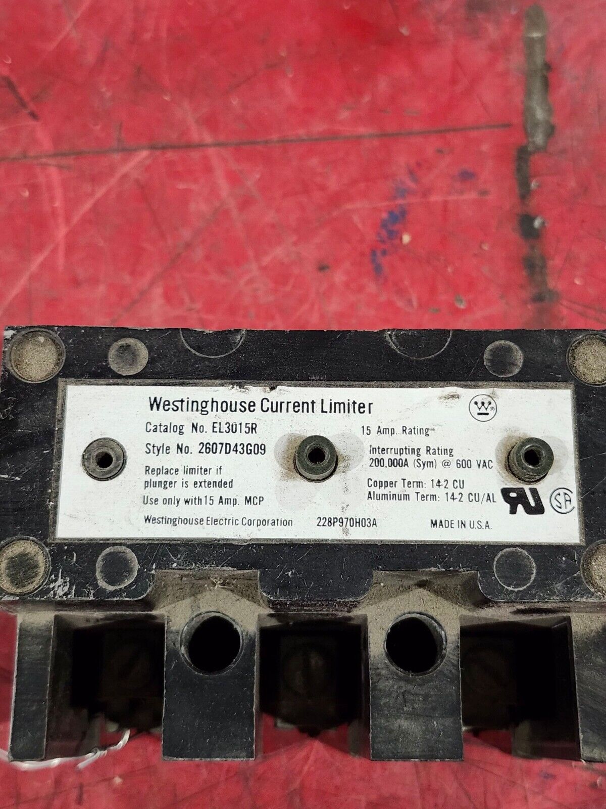 USED WESTINGHOUSE CURRENT LIMITER EL3015R