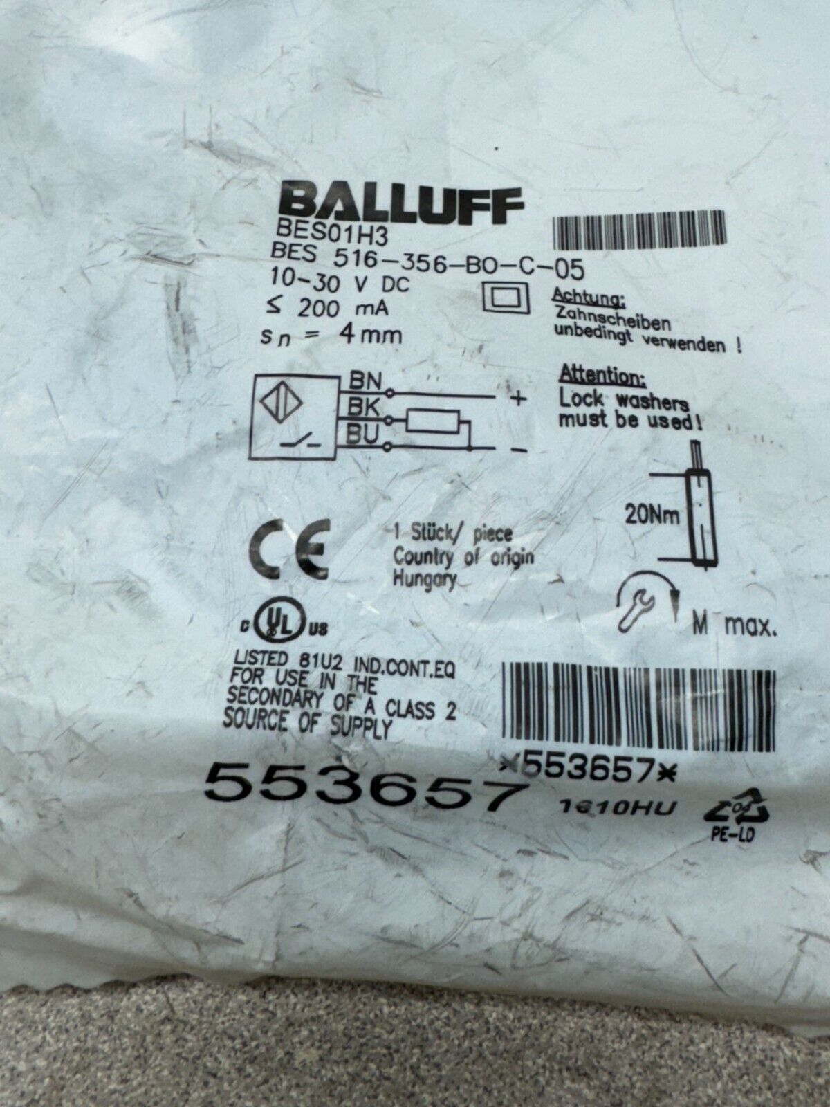 NEW IN PACKAGE BALLUFF BES01H3 PROXIMITY SENSOR BES 516-356-BO-C-05