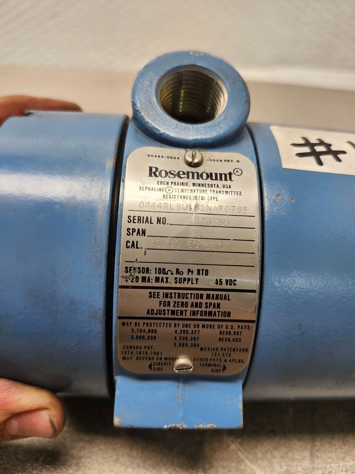 USED ROSEMOUNT TEMPERATURE TRANSMITTER 0444RL9U1B1NAR0785