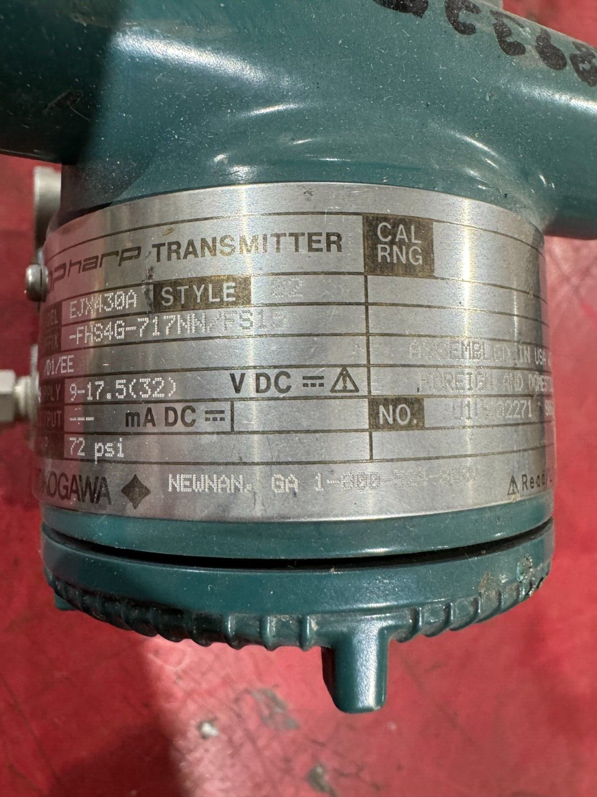 USED YOKOGAWA PRESSURE TRANSMITTER EJX430A -FHS4G-717NN/FS15 STYLE S2