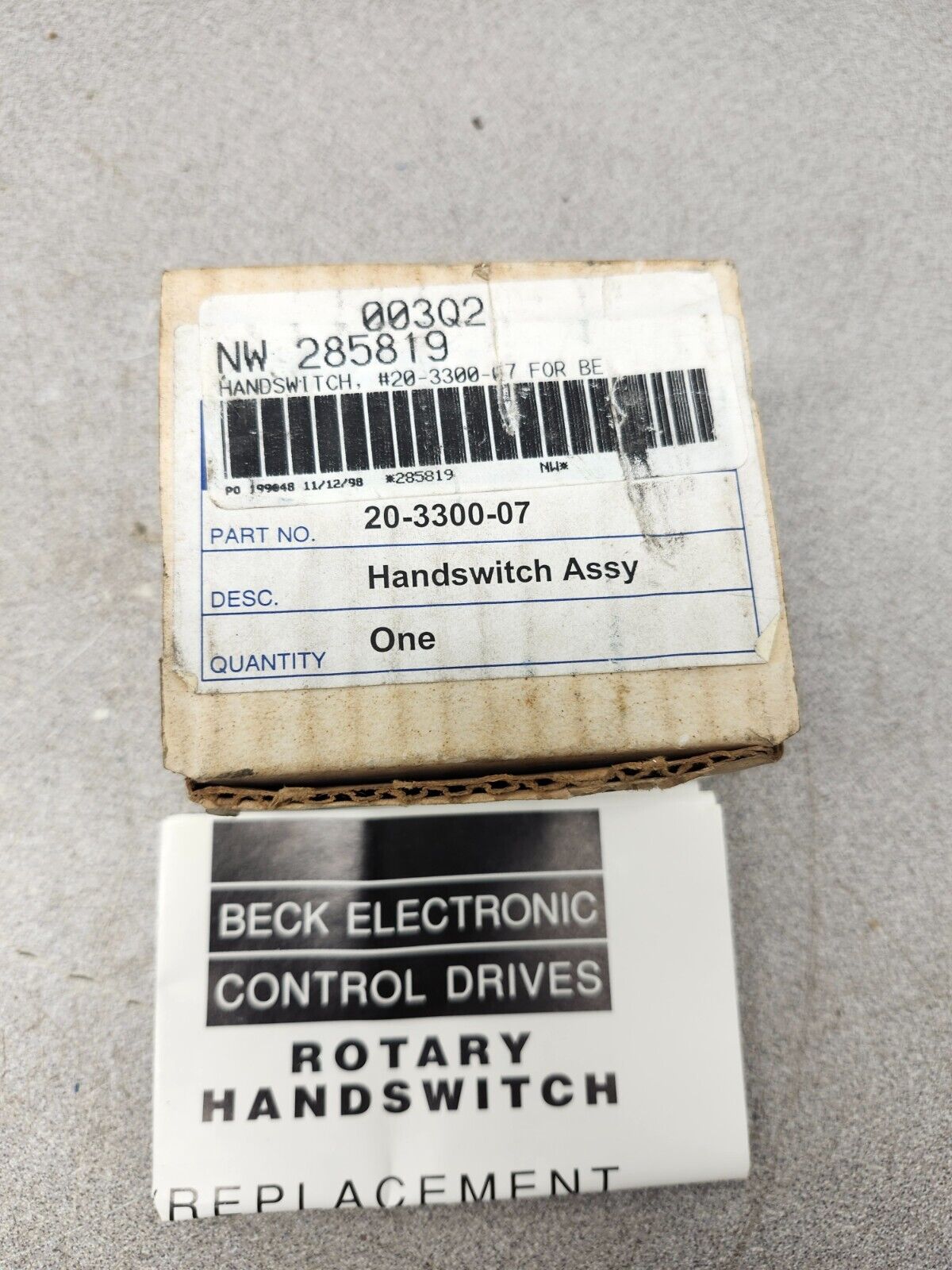 NEW IN BOX BECK ELECTRONIC HANDSWITCH ASSY 20-3300-07