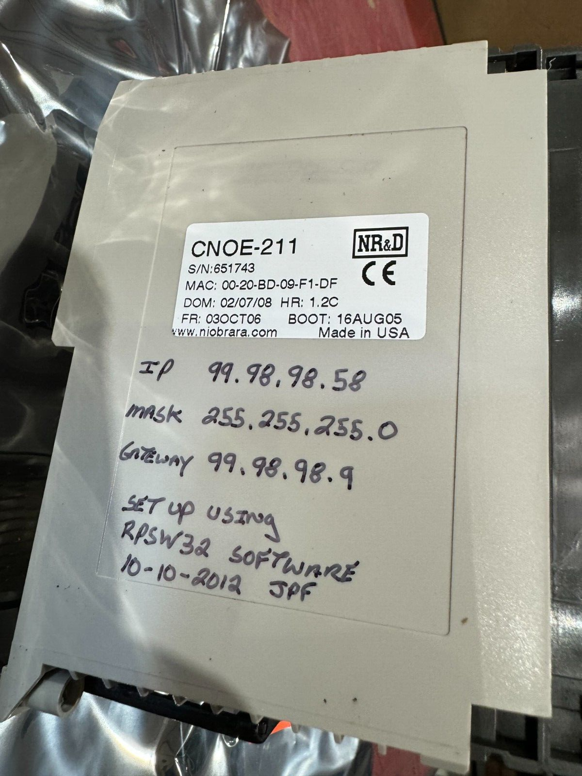 NEW SURPLUS NIOBRARA R&D ETHERNET OPTION MODULE CNOE-211