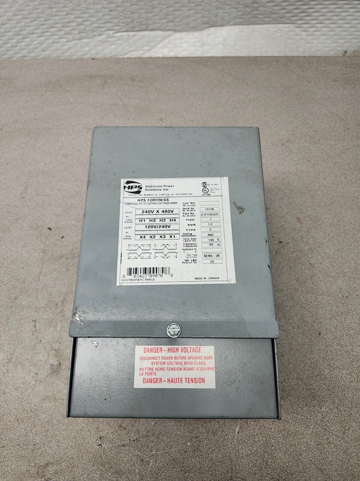 NEW NO BOX HPS FORTRESS TRANSFORMER C1F1C0LES 1314K