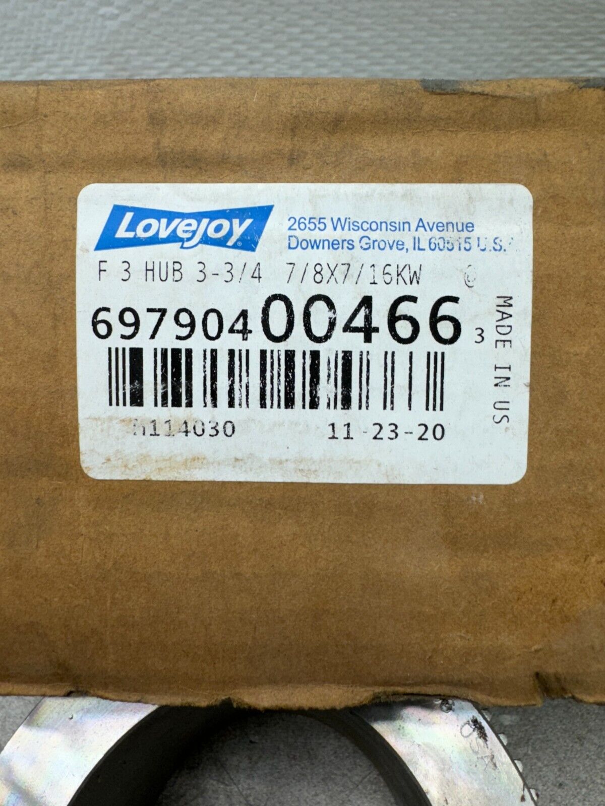 NEW OLD STOCK LOVEJOY F3 HUB 3-3/4" 7/8X7/16KW HUB 69790400466