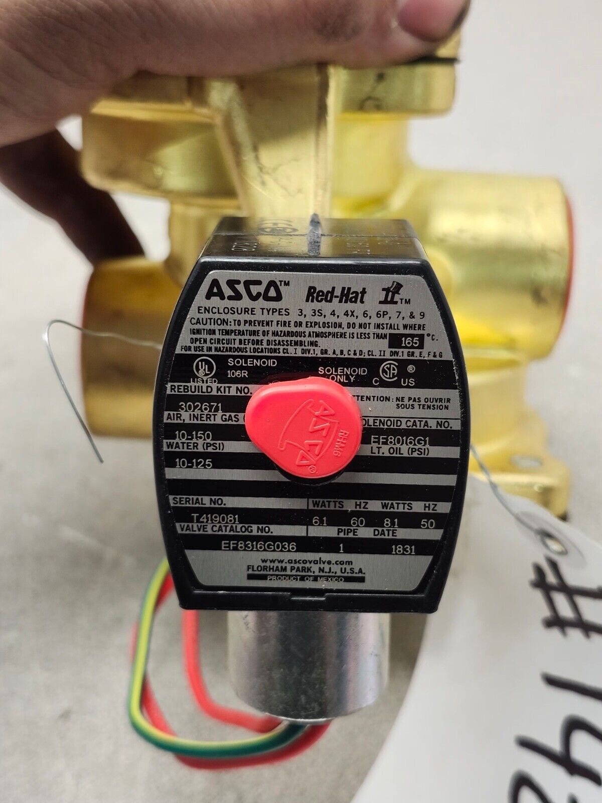 NEW ASCO RED-HAT SOLENOID VALVE 1" PIPE 110/120V. COIL EF8316G036