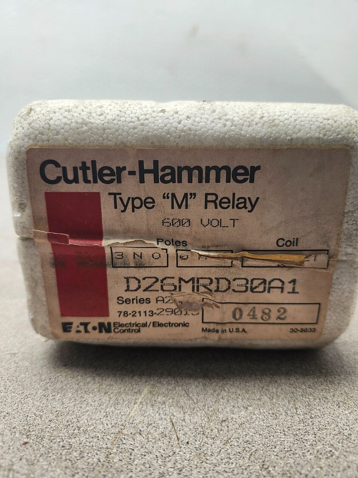 NEW IN BOX CUTLER HAMMER TYPE M RELAY D26MRD30A1