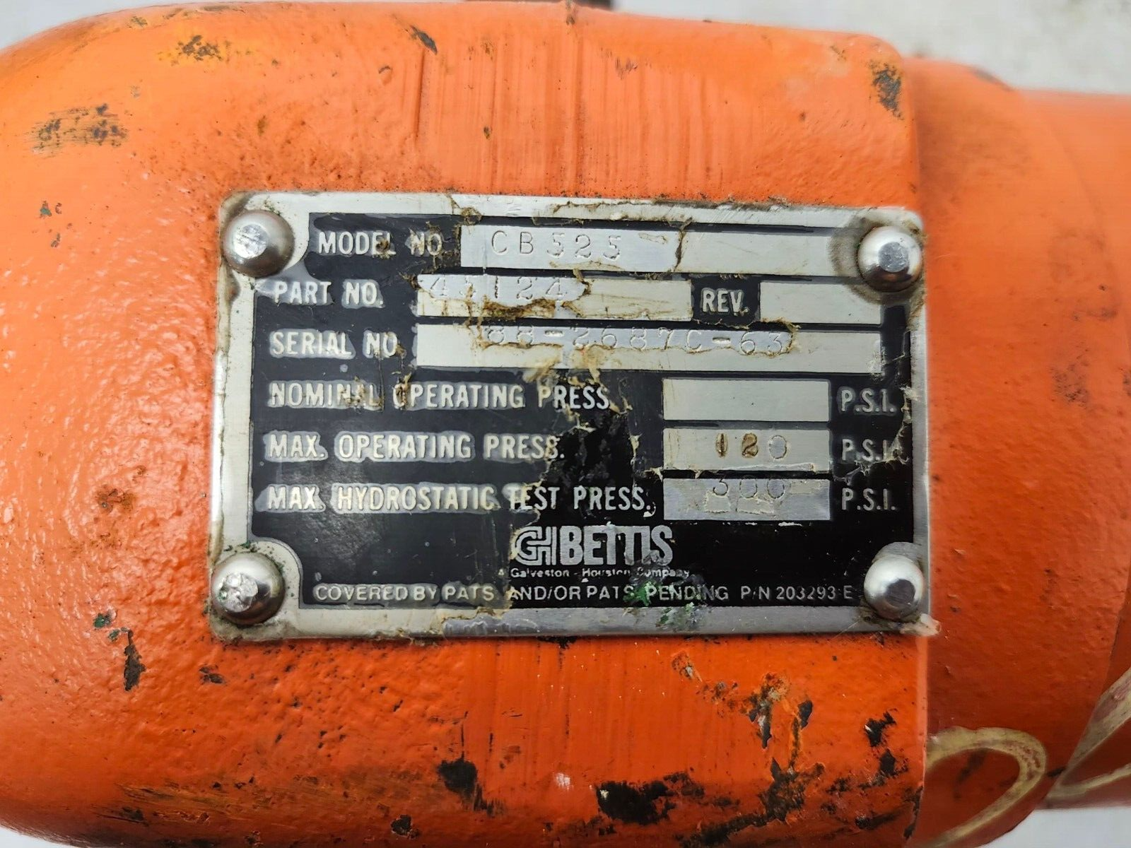 USED BETTIS 45124 PNEUMATIC VALVE ACTUATOR CB525