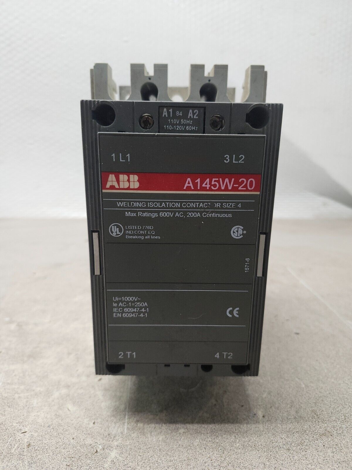 USED ABB WELDING ISOLATION CONTACTOR A145W-20 SIZE 4