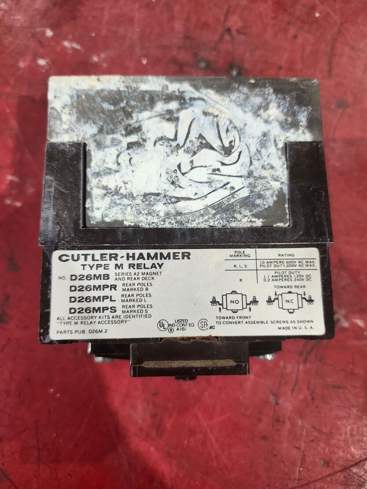 USED CUTLER HAMMER TYPE M RELAY D26MB D26MPR D26MPL D26MPS