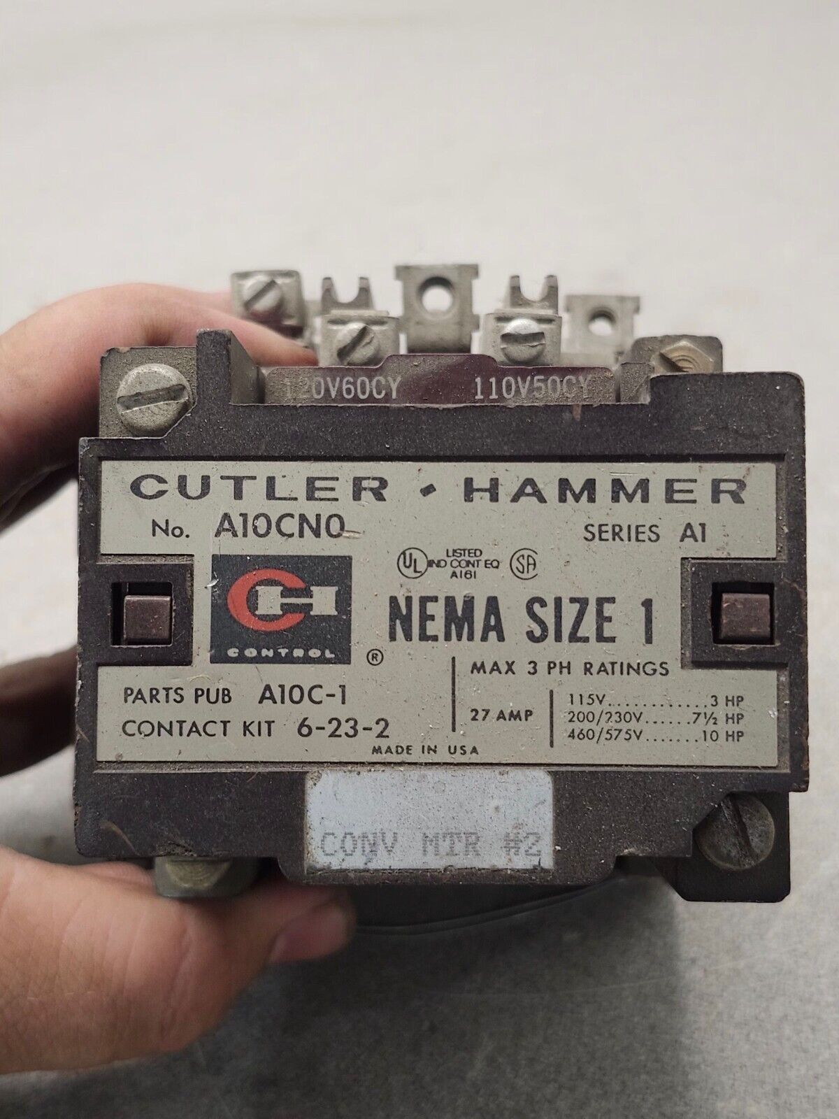 USED Cutler Hammer Series A1 NEMA Size 1 A10CN0