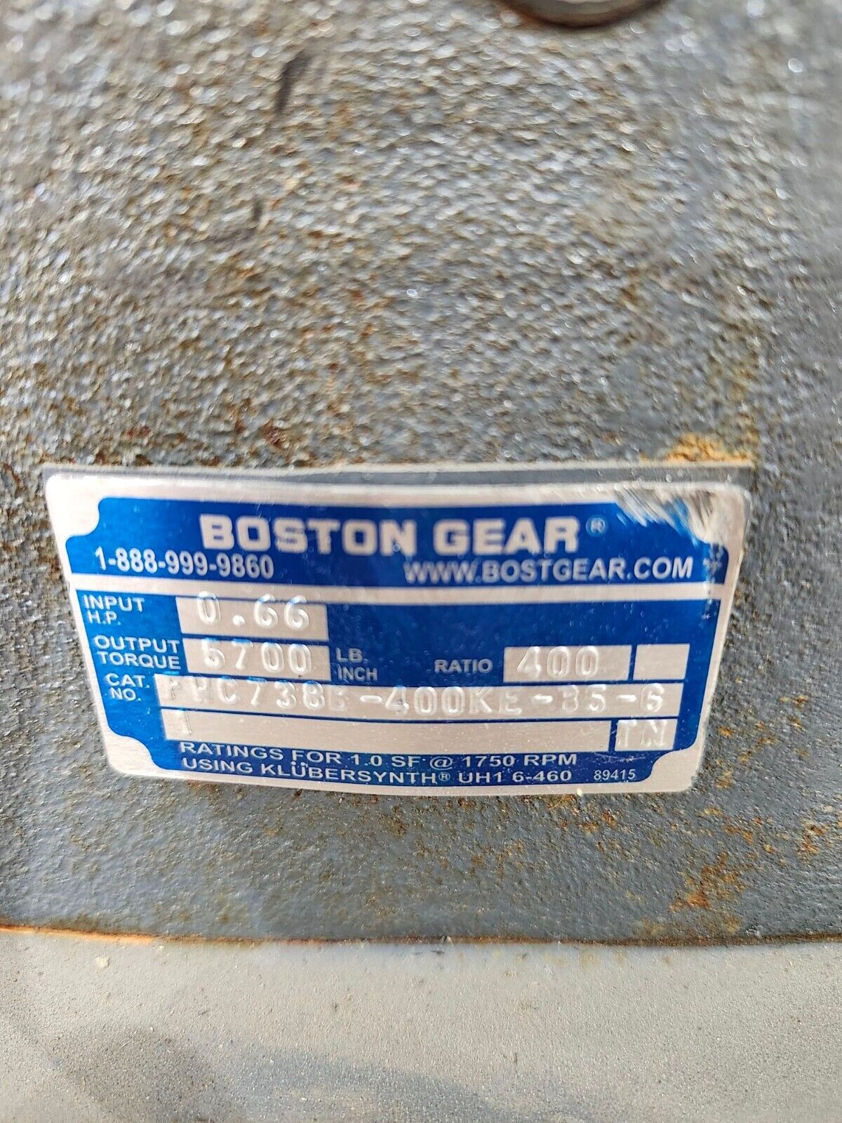 BOSTON GEAR WORM SPEED REDUCER DOUBLE REDUCTION 400:1 RATIO FWC738B-400KE-B5-G1