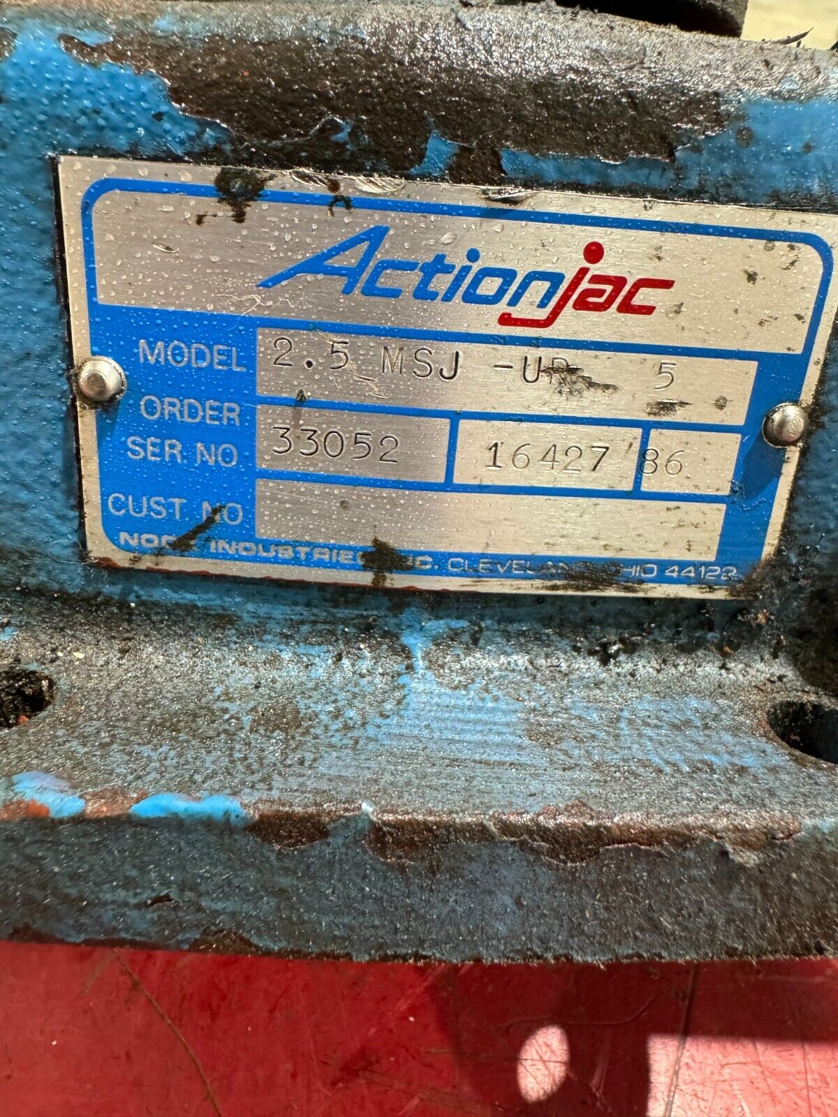 USED RELIANCE 3/4HP MOTOR 1725RPM WITH ACTIONJAC 2.5MSJ-UP 5