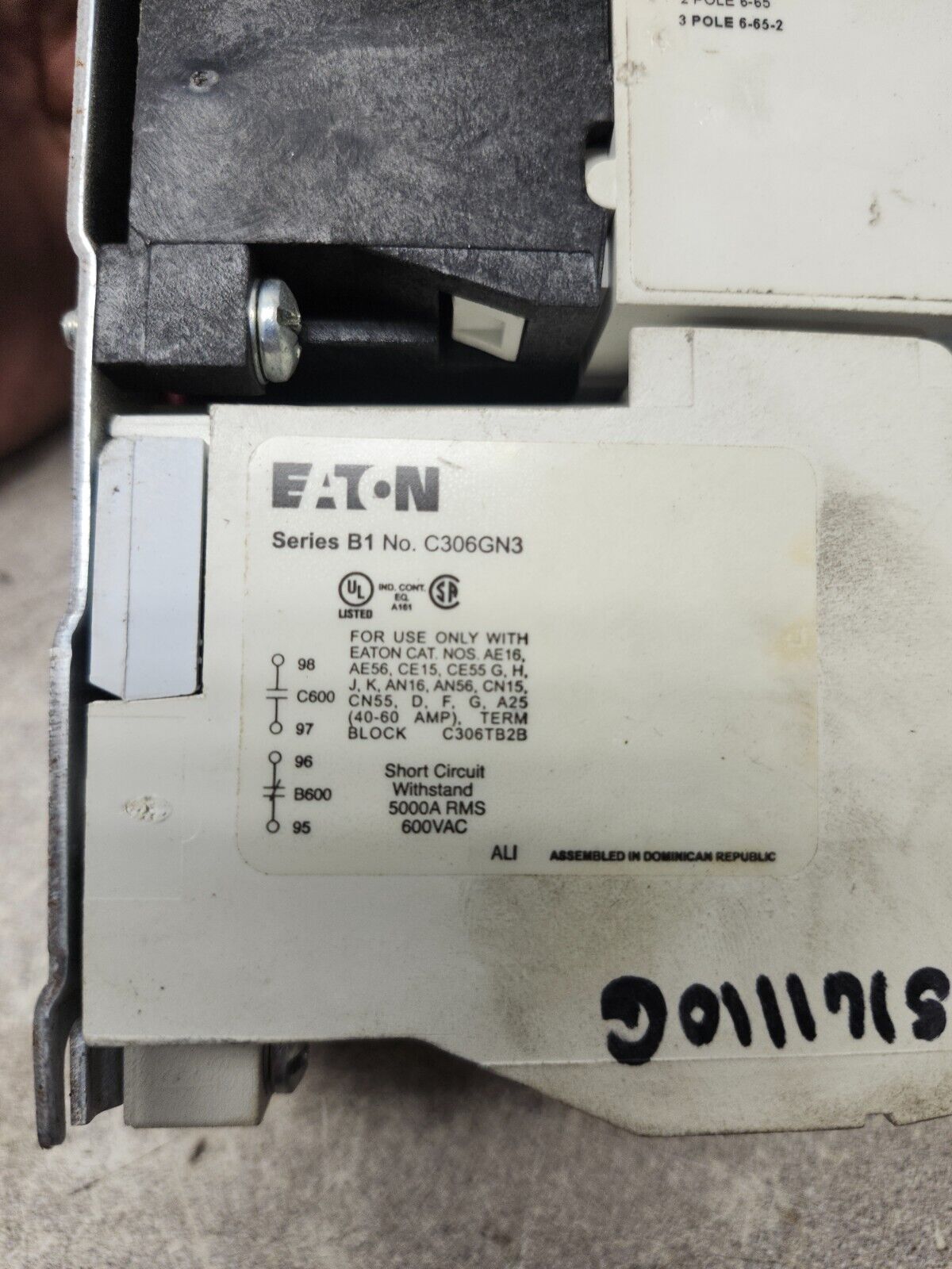 USED Eaton Cutler Hammer Motor Starter, C306CN3 Overload Relay, C320KGS1,AN16DN0