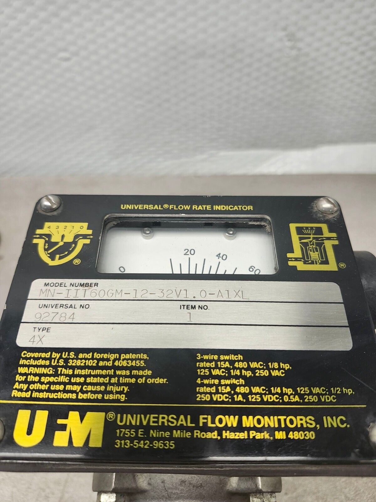 NEW NO BOX UNIVERSAL FLOW MONITORS/ FLOW METER MN-IITG0GM-12-32V1.0-A1XL