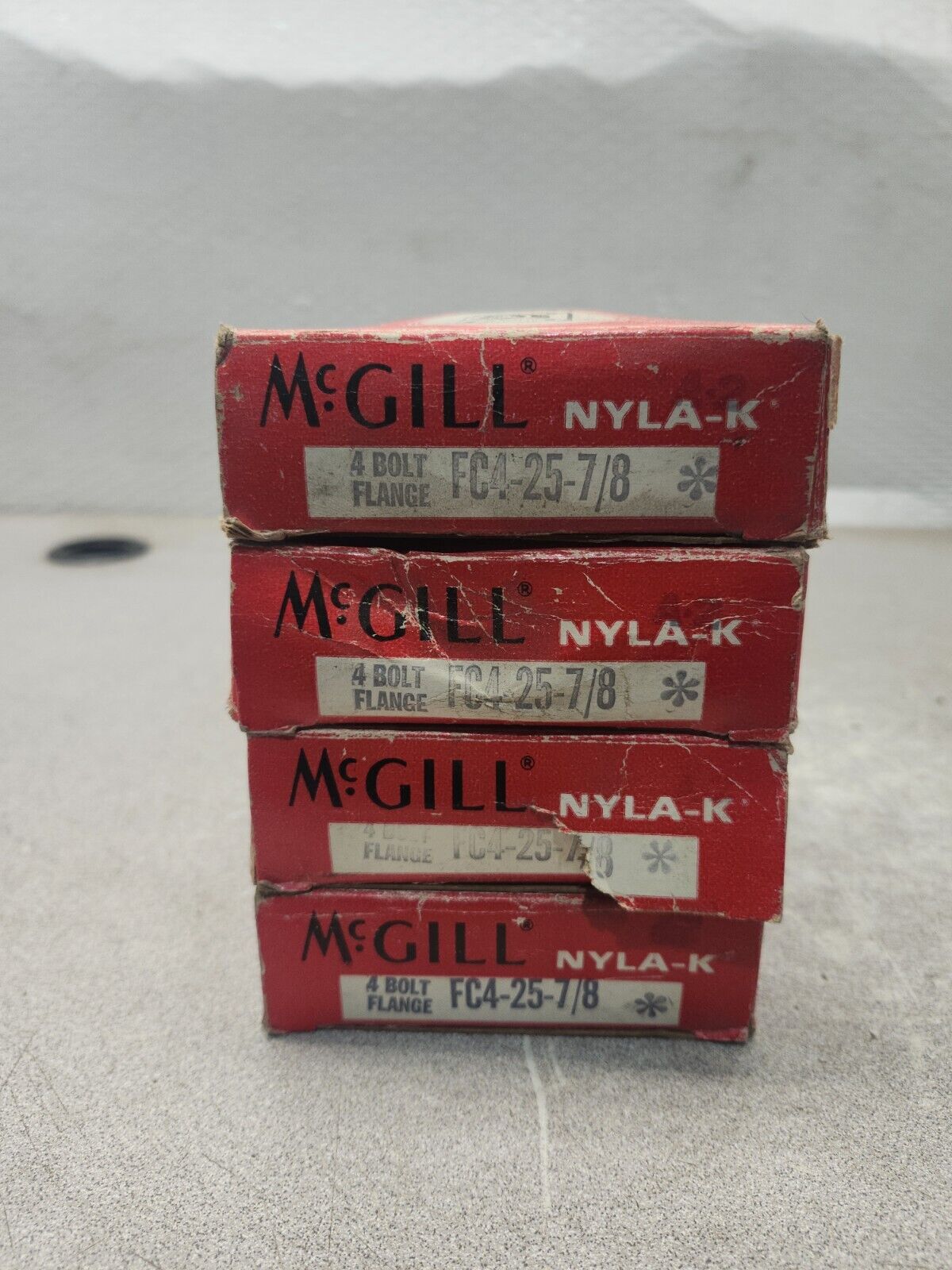 NEW IN BOX LOT OF 4 McGill 4-Bolt Flanged Bearing FC4-25-7/8''