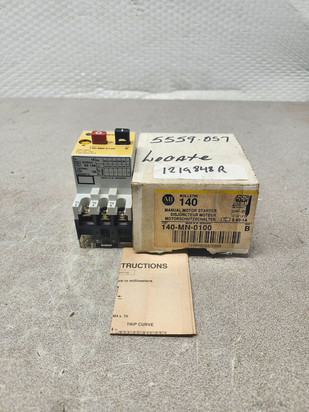 NEW IN BOX ALLEN BRADLEY MOTOR STARTER CIRCUIT BREAKER 140-MN-0100