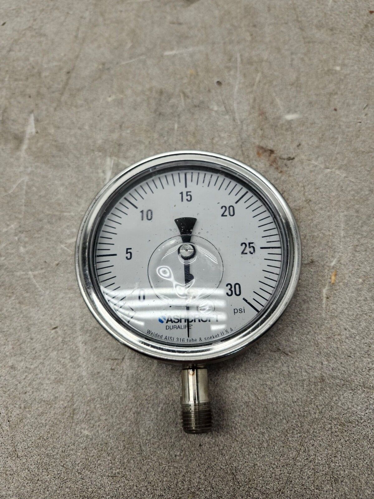 NEW NO BOX Ashcroft Duralife Pressure Gauge 0-30PSI