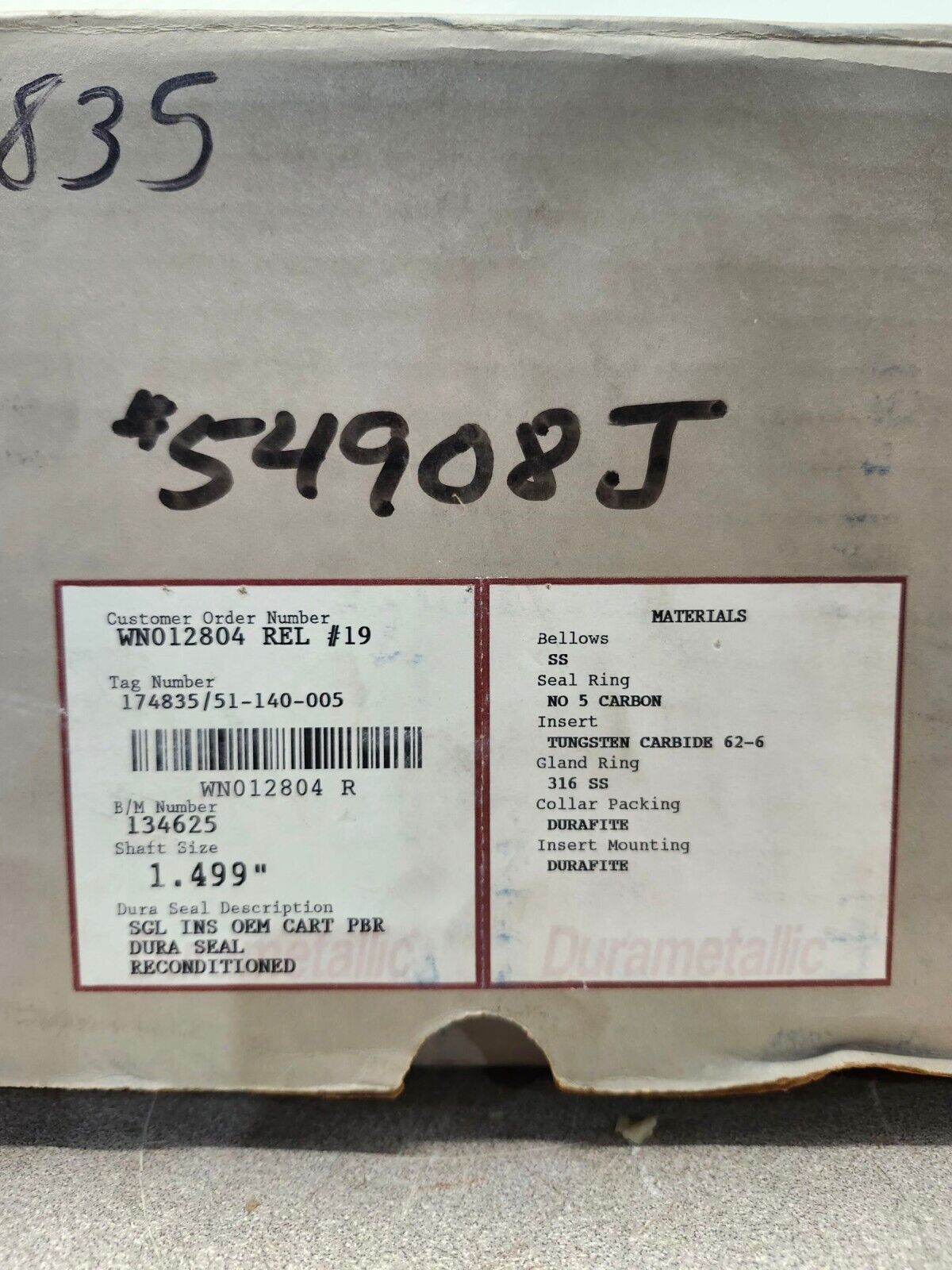 NEW IN BOX RECONDITIONED DURA SEAL SHAFT ASSEMBLY XC3B1750R33