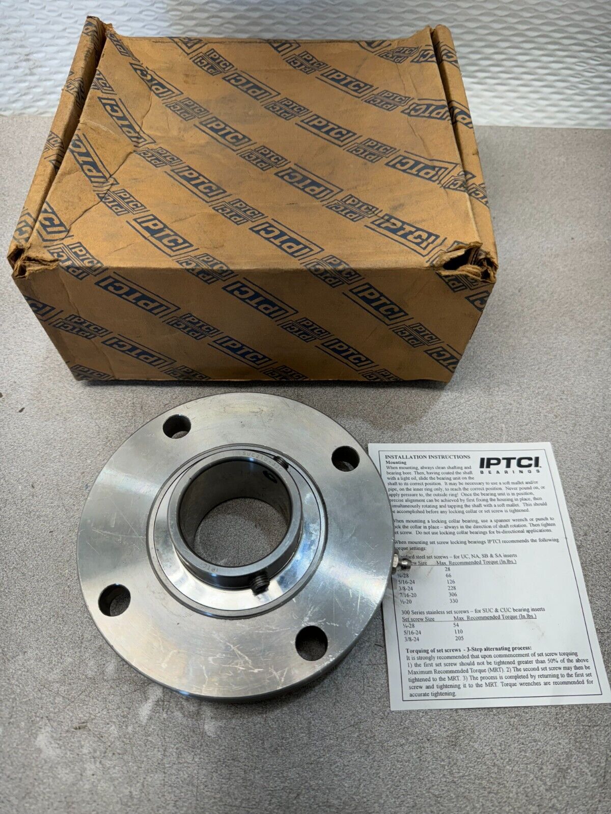 NEW IPTCI 4-BOLT PILOTED FLANGE BEARING 2" BORE SUCSFCS-210-32