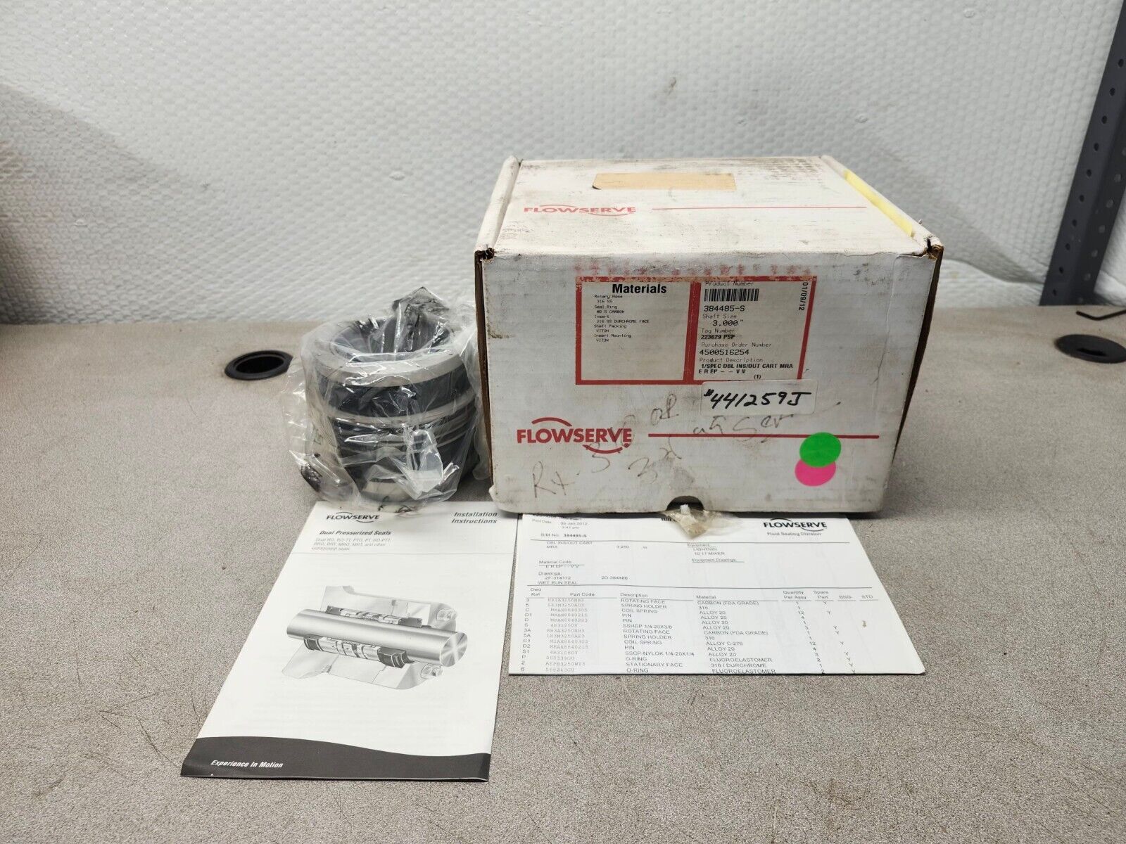 NEW IN BOX Flowserve Double Inside/Outside Cartridge MRA Seal 3" Shaft 223629PSP