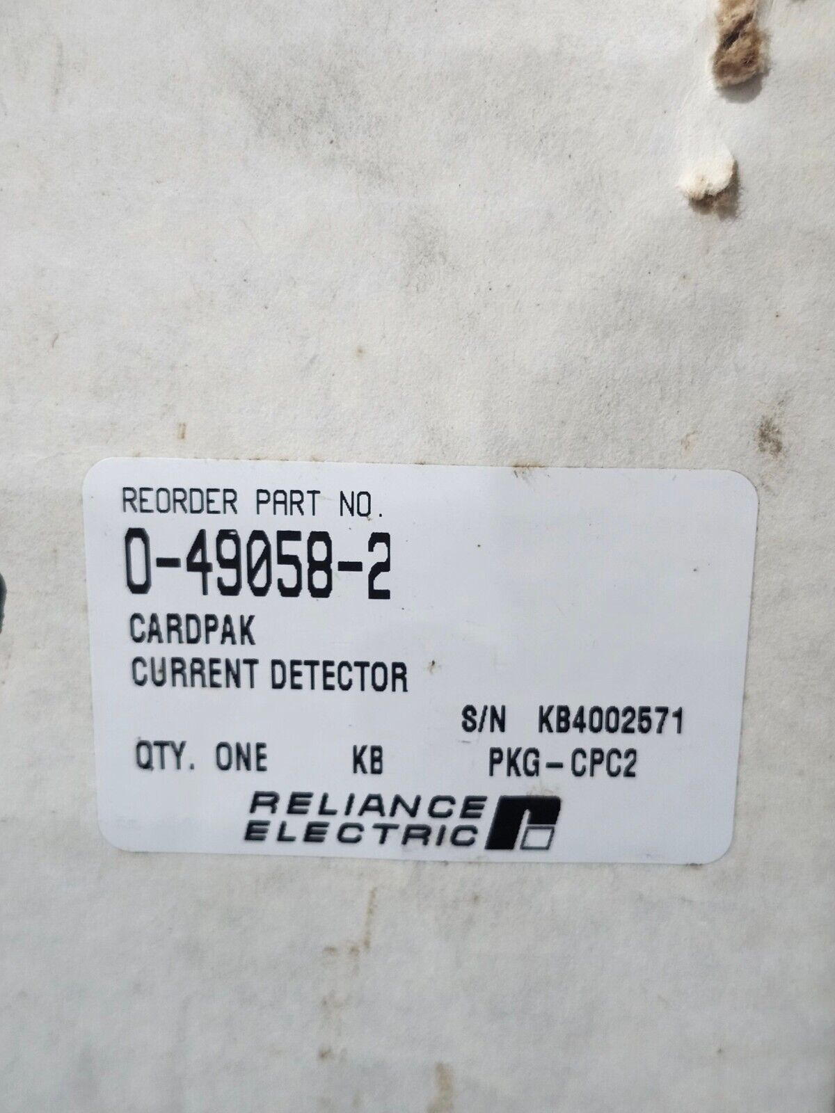 NEW IN BOX RELIANCE CARDPAK CURRENT DETECTOR 0-49058-2