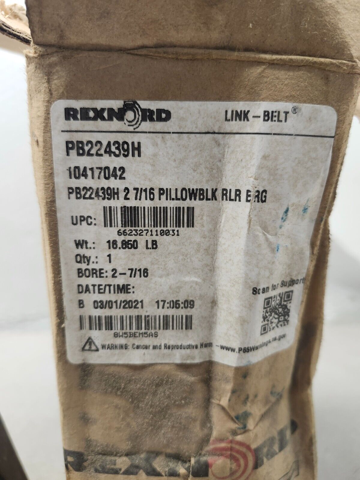 NEW IN BOX REXNORD Pillow Block bearing 2-7/16'' PB22439H