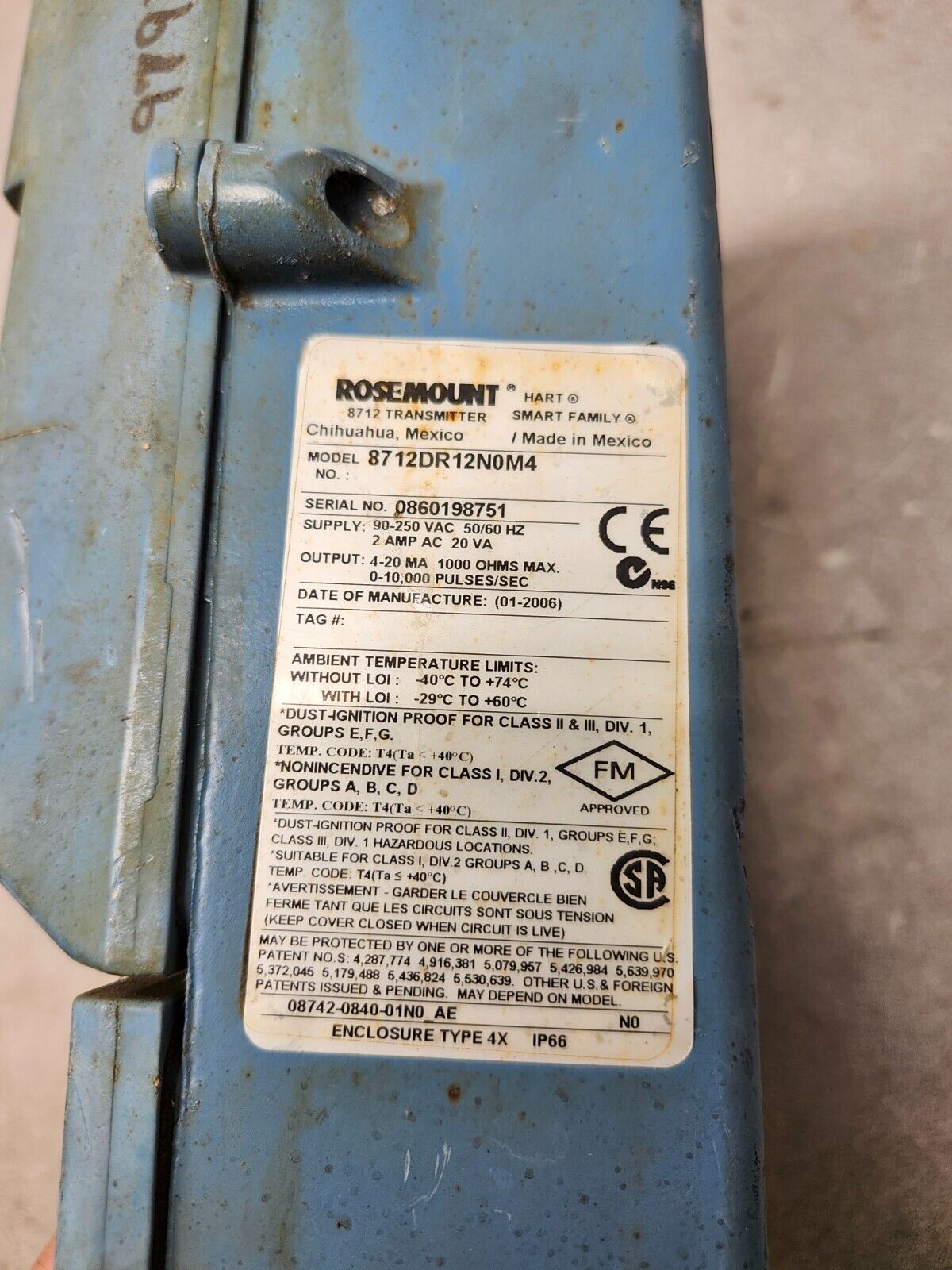 USED Rosemount Smart Hart Magnetic 90-250v 8712DR12N0M4