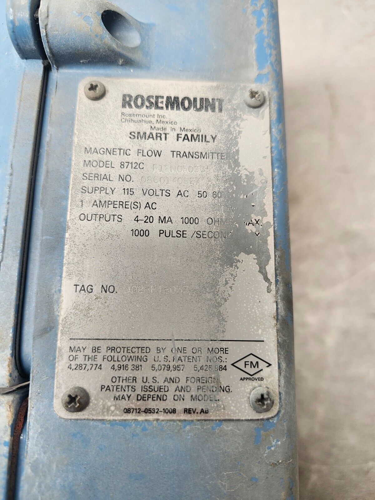 USED ROSEMOUNT MAGNETIC FLOW TRANSMITTER 8712CR12N0F0235