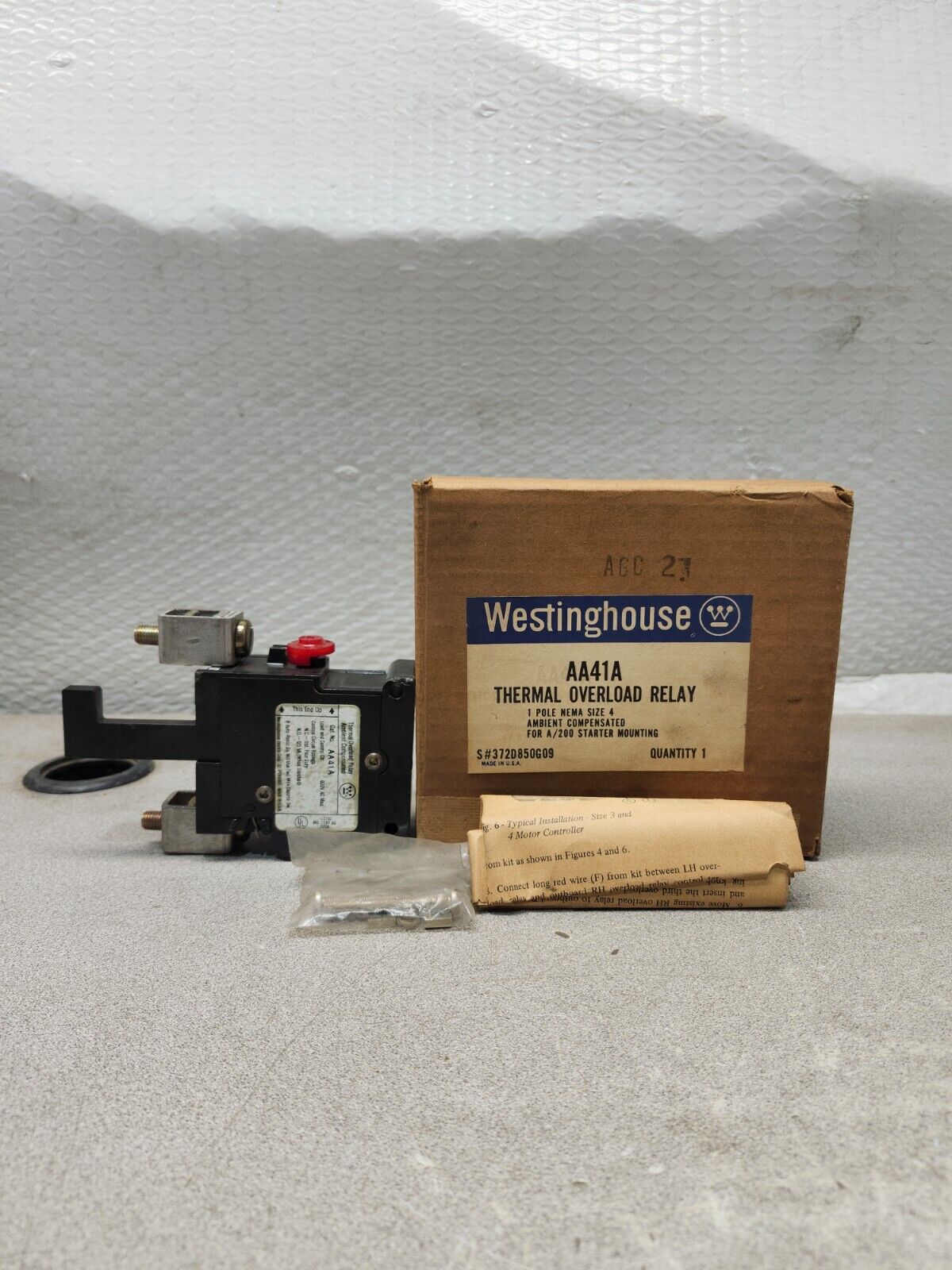 NEW IN BOX WESTINGHOUSE THERMAL OVERLOAD RELAY AA41A