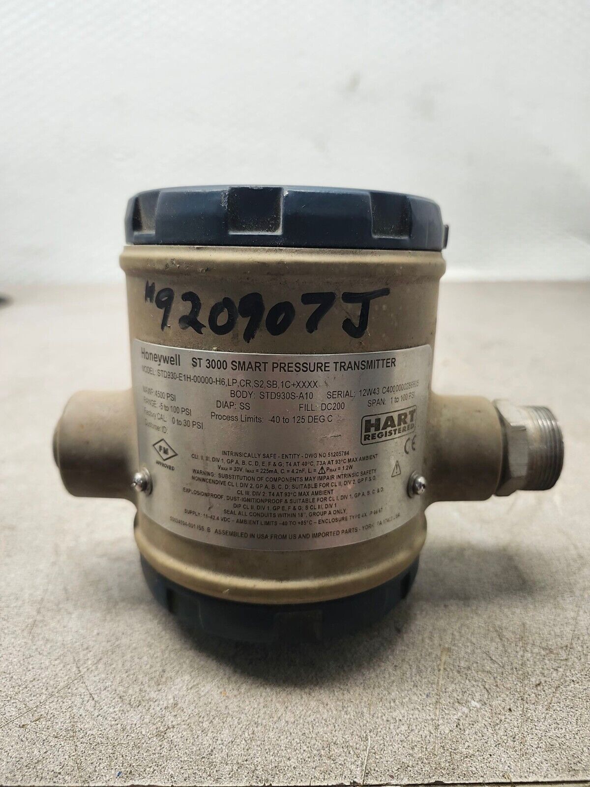 USED HONEYWELL SMART ST 3000 PRESSURE TRANSMITTER STD930E1H00000H6ZSSMSBS31CXXXX