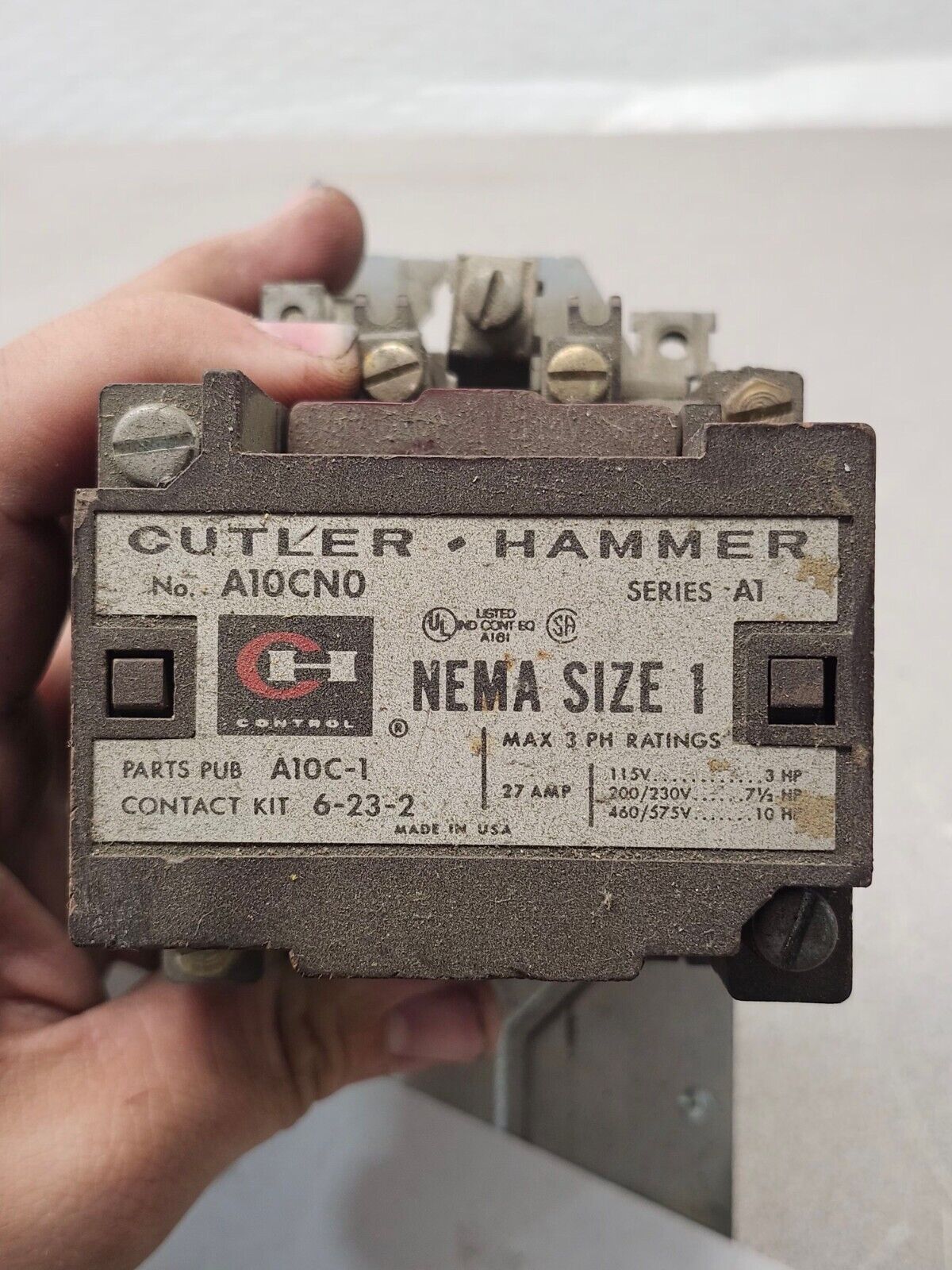 USED CUTLER-HAMMER SIZE 1 STARTER A10CNO  110/120V. COIL A10CN0