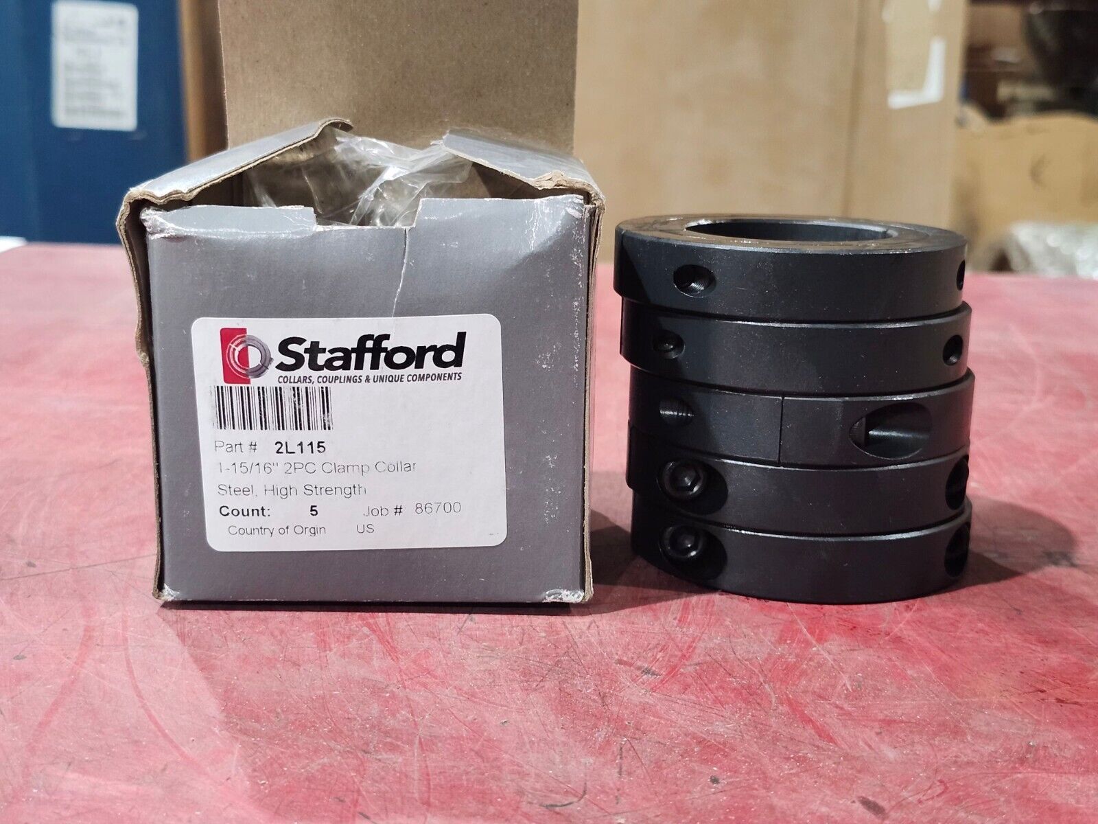 NEW BOX OF 5 STAFFORD 1-15/16" 2PC CLAMP COLLARS 2L115