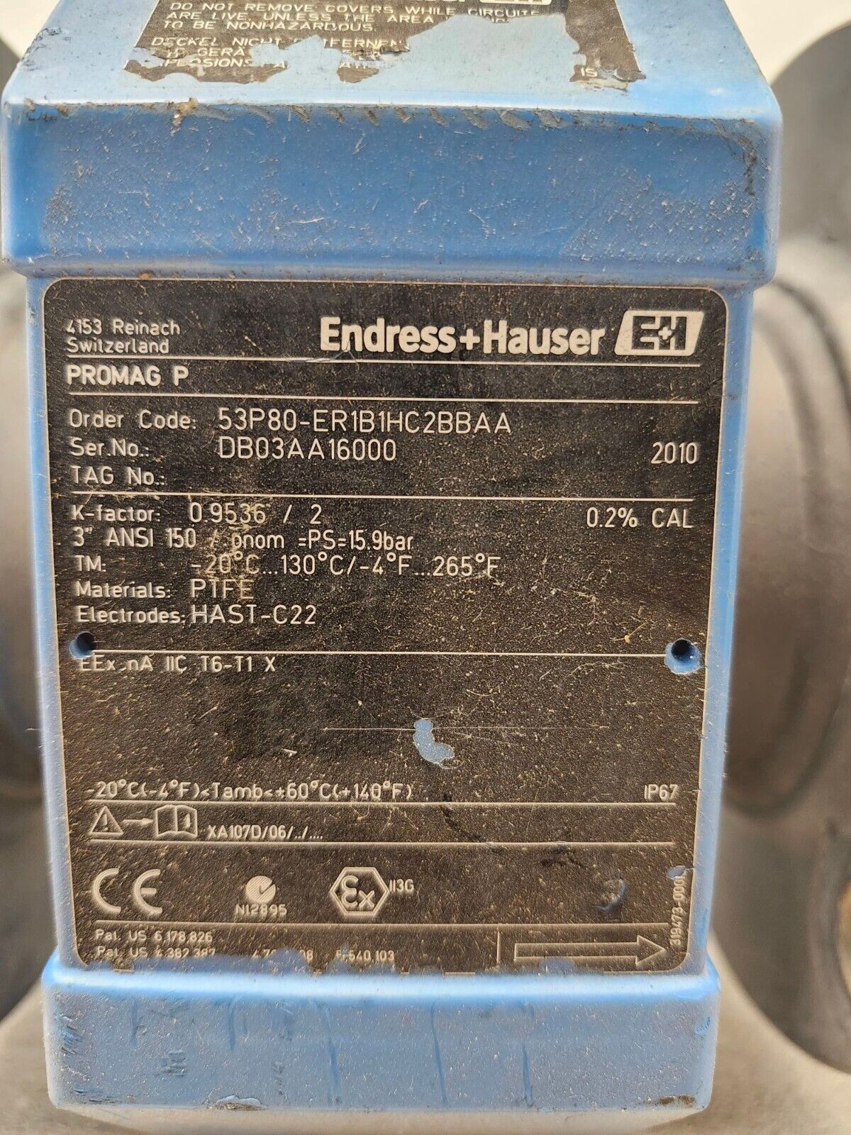 USED ENDRESS+HAUSER FLOWMETER 3” 150 PROMAG P