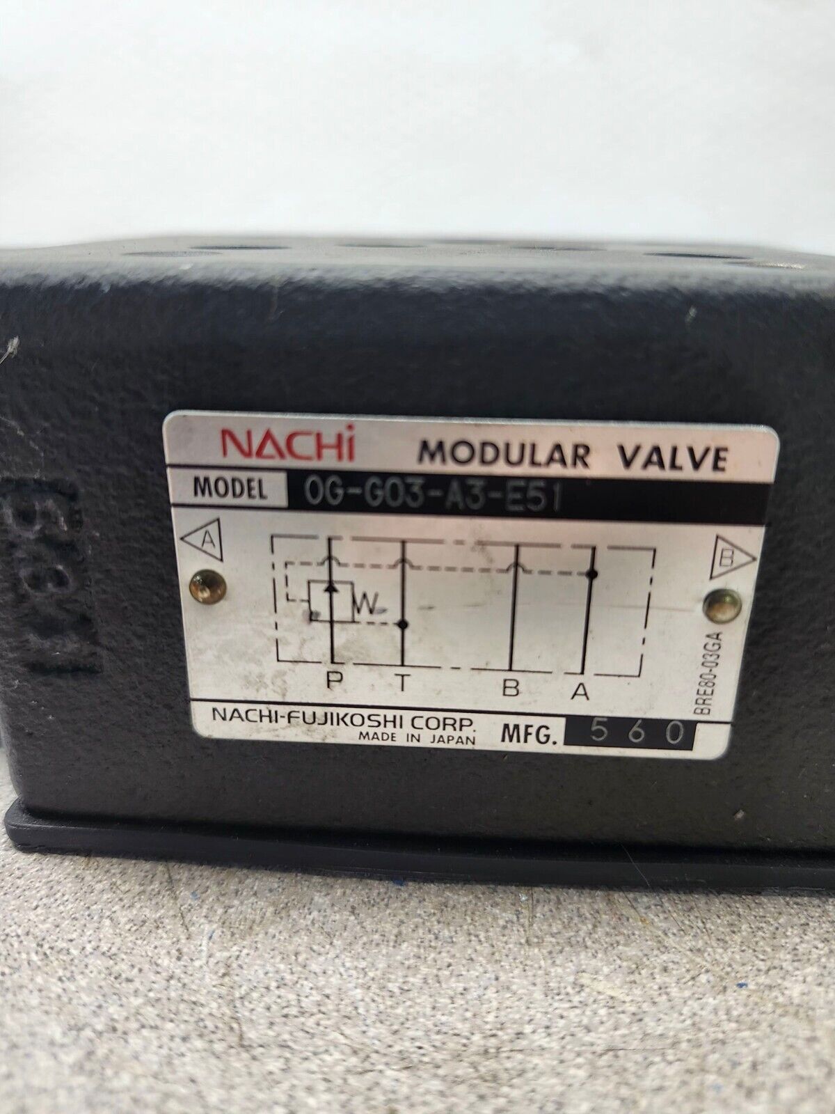 NEW NO BOX NACHI MODULAR VALVE 0G-G03-A3-E51