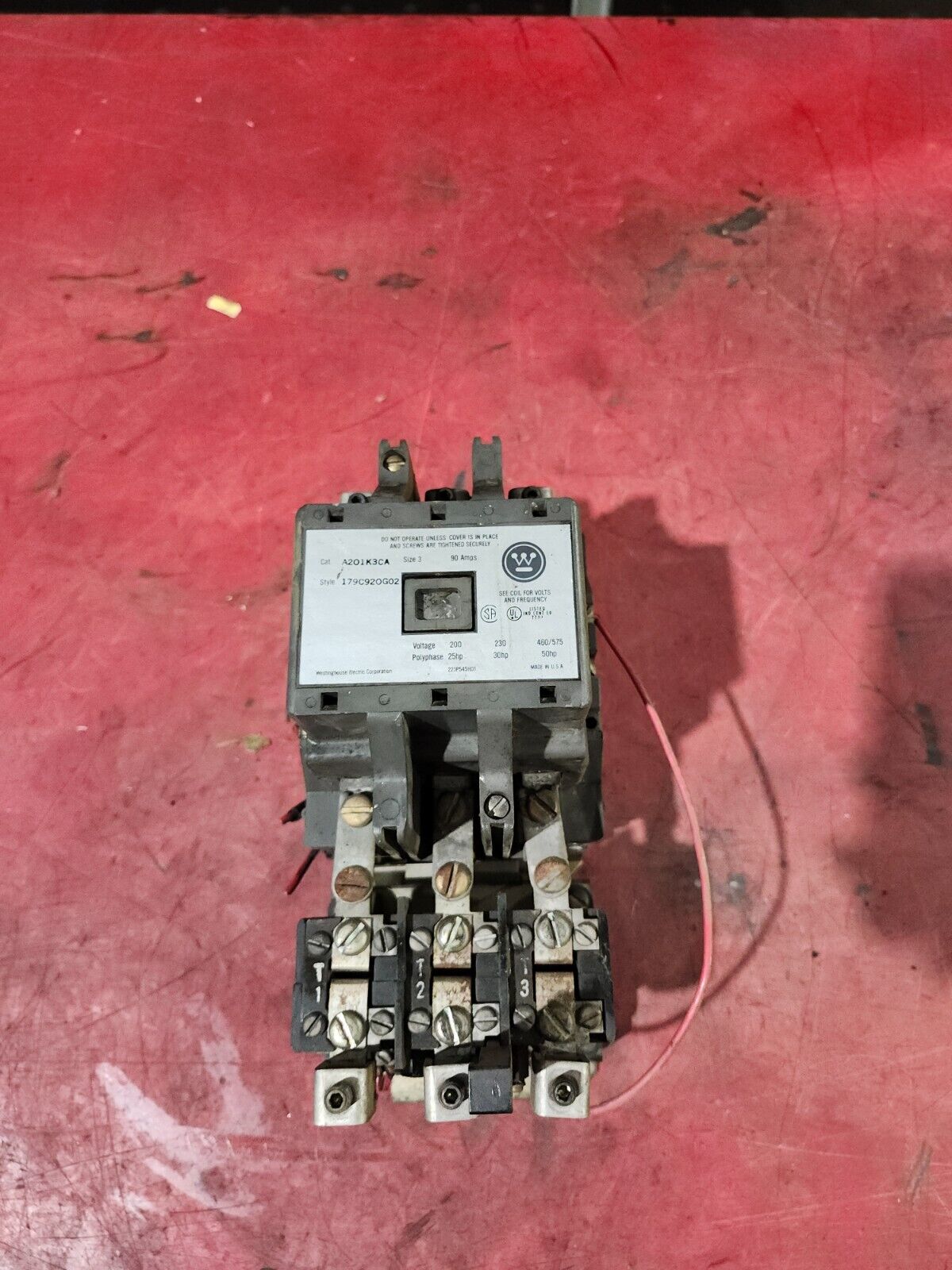 USED Westinghouse CONTACTOR, SIZE 3,90 Amps 110/120V Coil A201K3CA