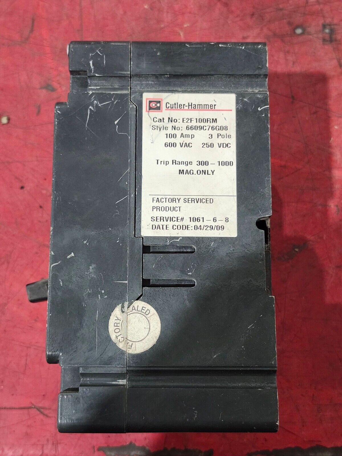 USED CUTLER-HAMMER 3 POLE 100AMP MINING CIRCUIT BREAKER E2F100RM