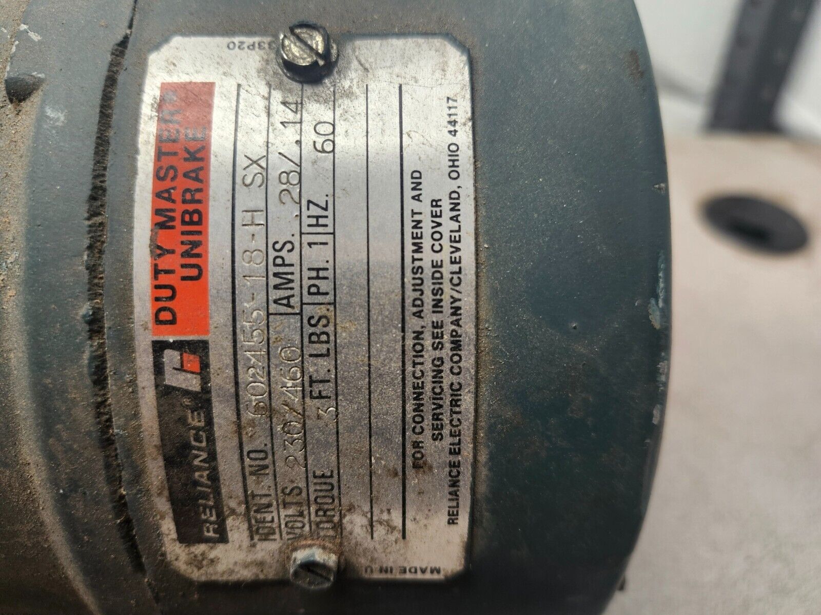 USED RELIANCE S-200 MOTOR HP 1/4 208-230V 60HZ PH 3 P56H5148U