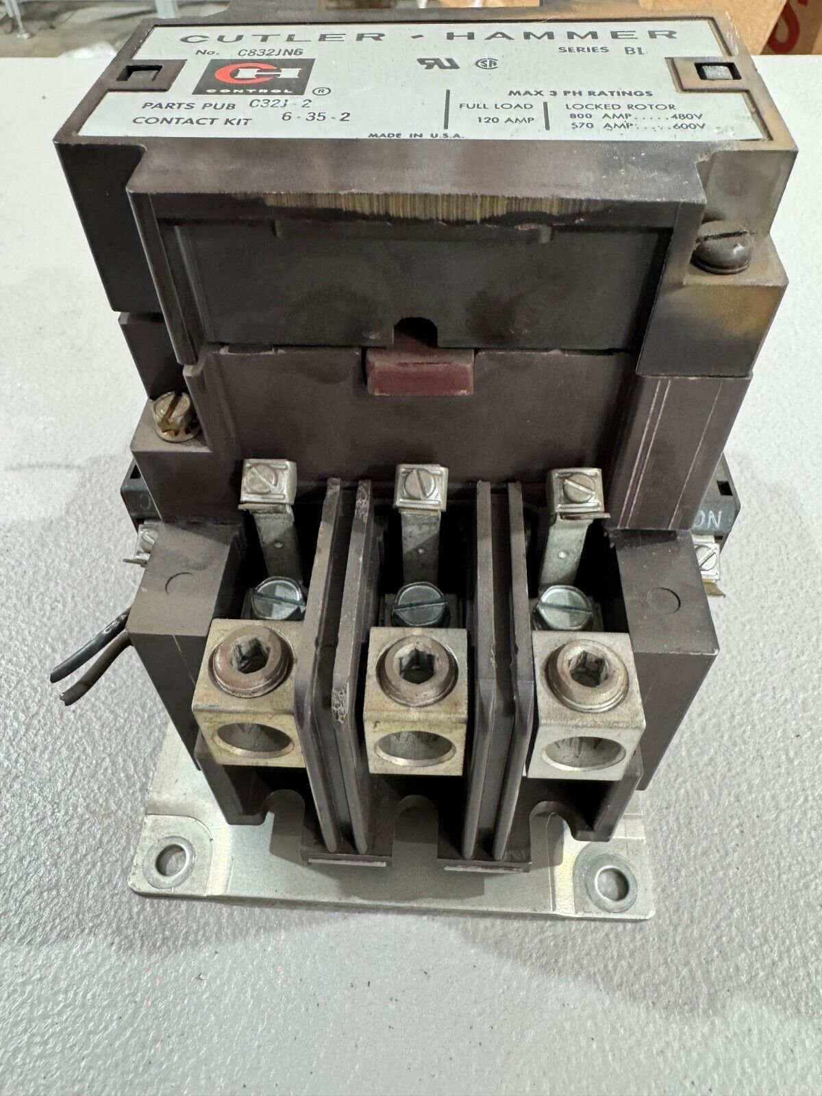 USED CUTLER-HAMMER CONTACTOR 110/120V. COIL C832JN6