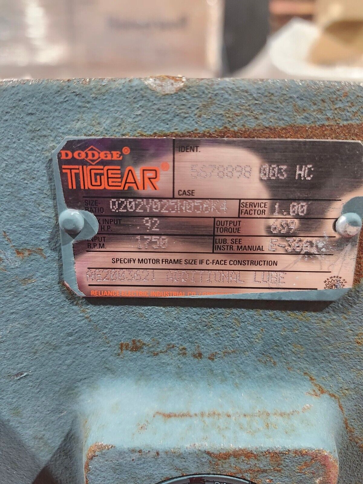 NEW NO BOX DODGE TIGEAR GEAR REDUCER Q202Y025N056K4