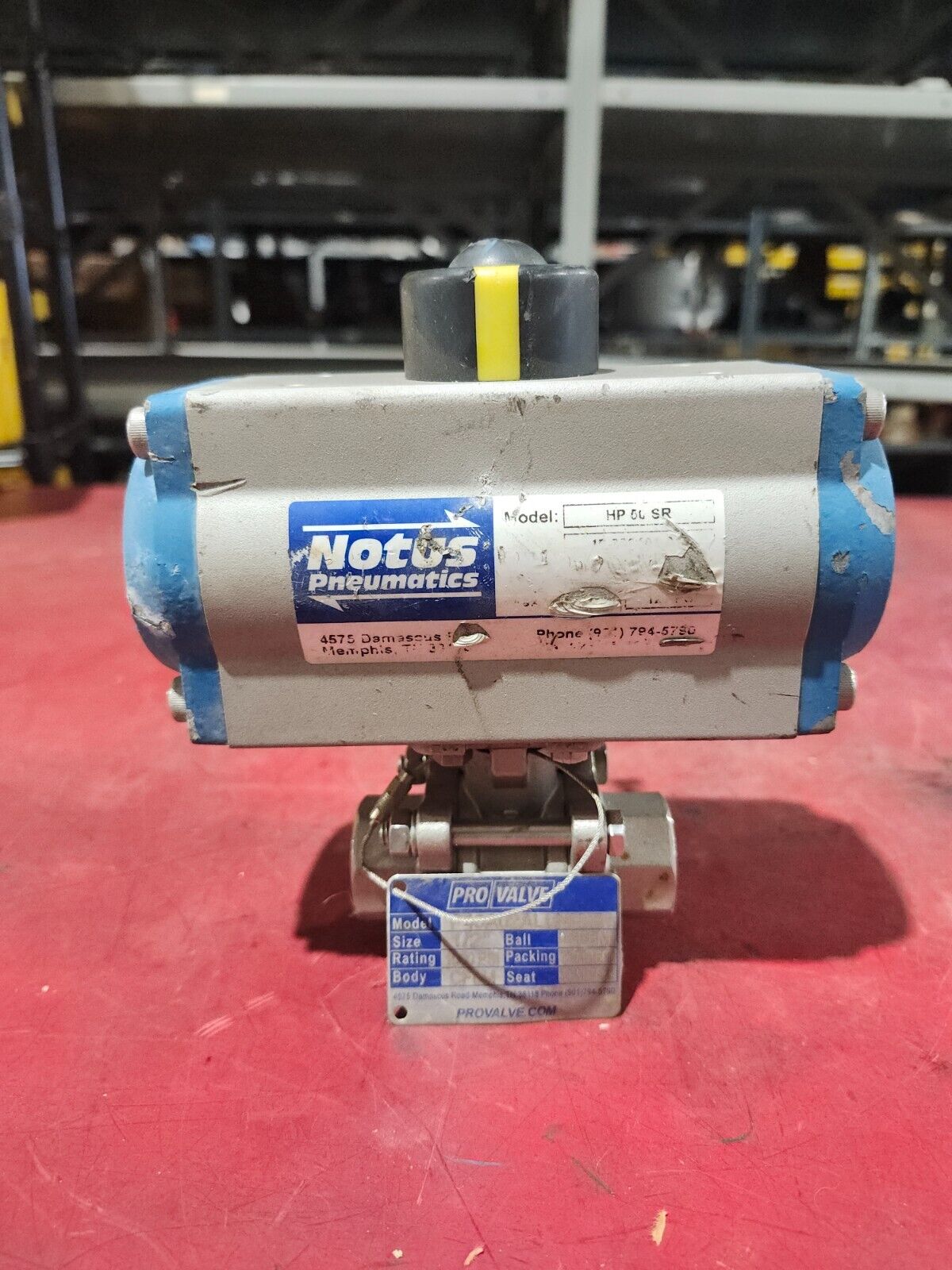 USED NOTUS PNEUMATICS ACTUATOR HP 50 SR W/ PRO VALVE P40A02ALLNH-E