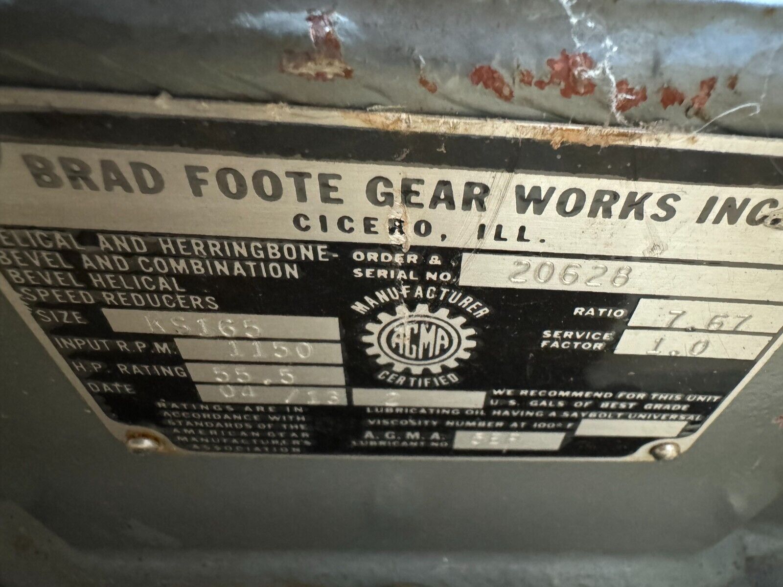 UNUSED BRAD FOOTE GEAR WORKS SPEED REDUCER 7.67 RATIO KS165