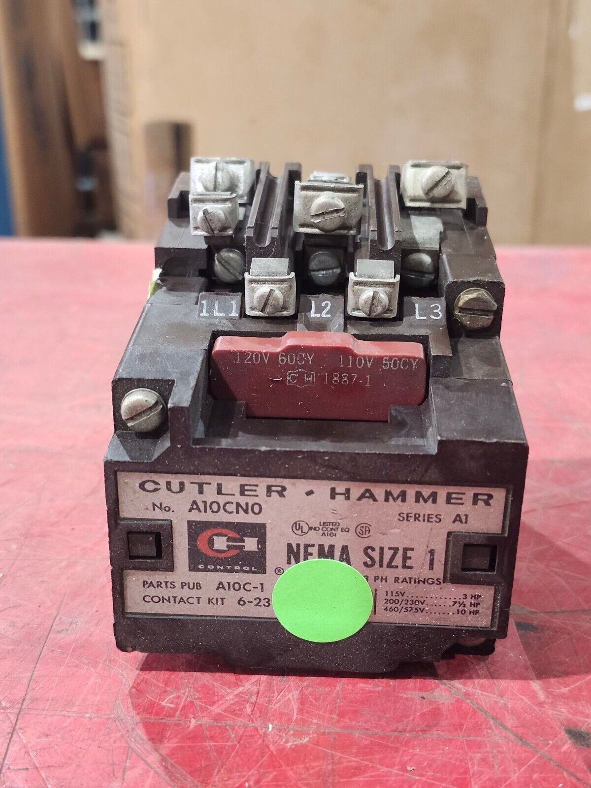 USED CUTLER-HAMMER SIZE 1 STARTER A10CNO *NO RELAY* 110/120V. COIL A10CN0