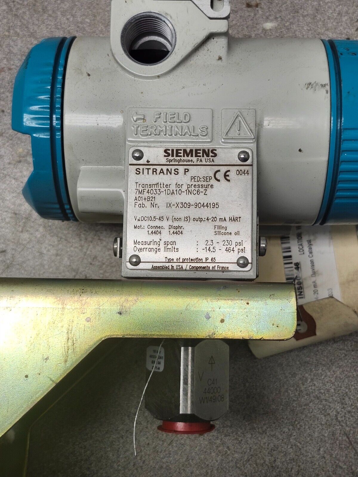 NEW SIEMENS SITRANS P PRESSURE TRANSMITTER 7MF4033-1DA10-1NC6-Z