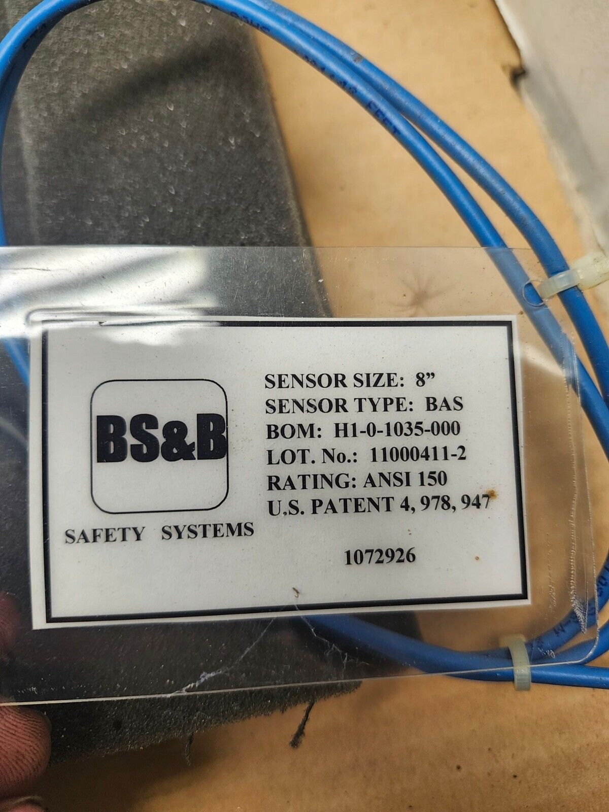 NEW IN BOX BS&B 8" Disk Sensor Type BAS