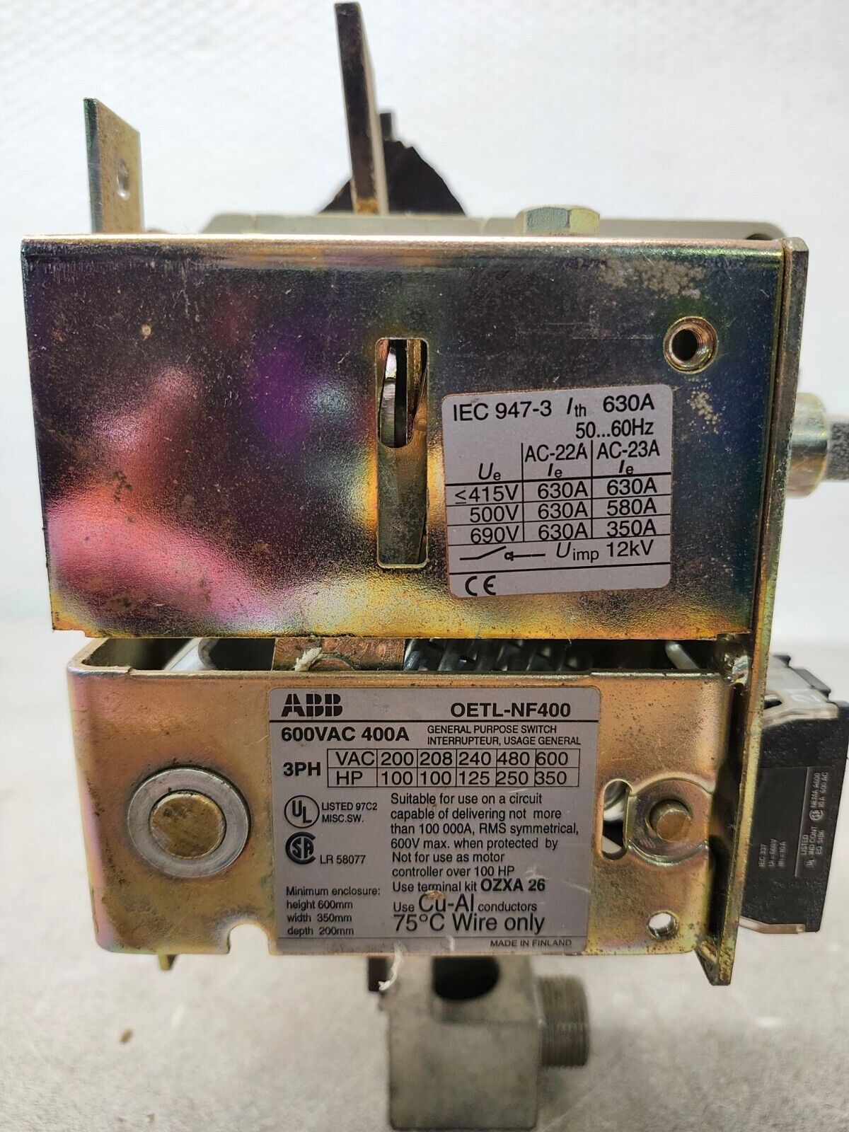 USED ABB DISCONNECT SWITCH OETL-NF400