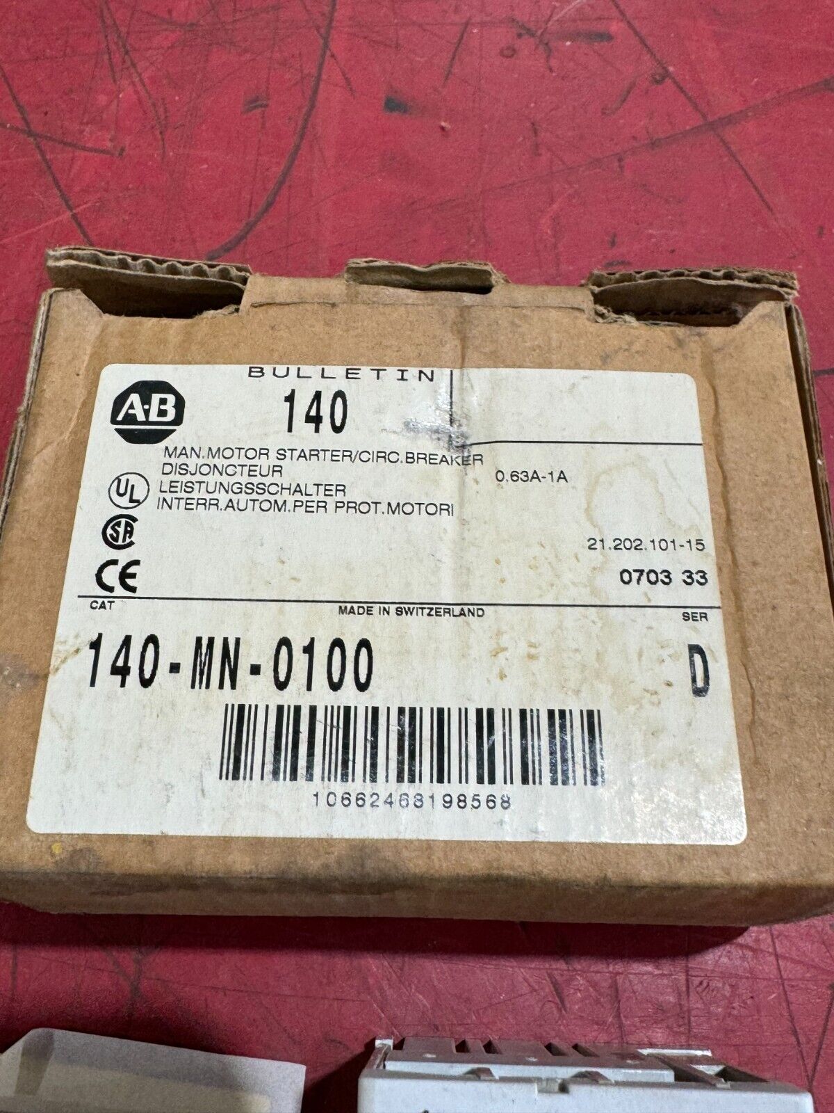 NEW IN BOX ALLEN BRADLEY MOTOR STARTER CIRCUIT BREAKER 140-MN-0100 SER.D